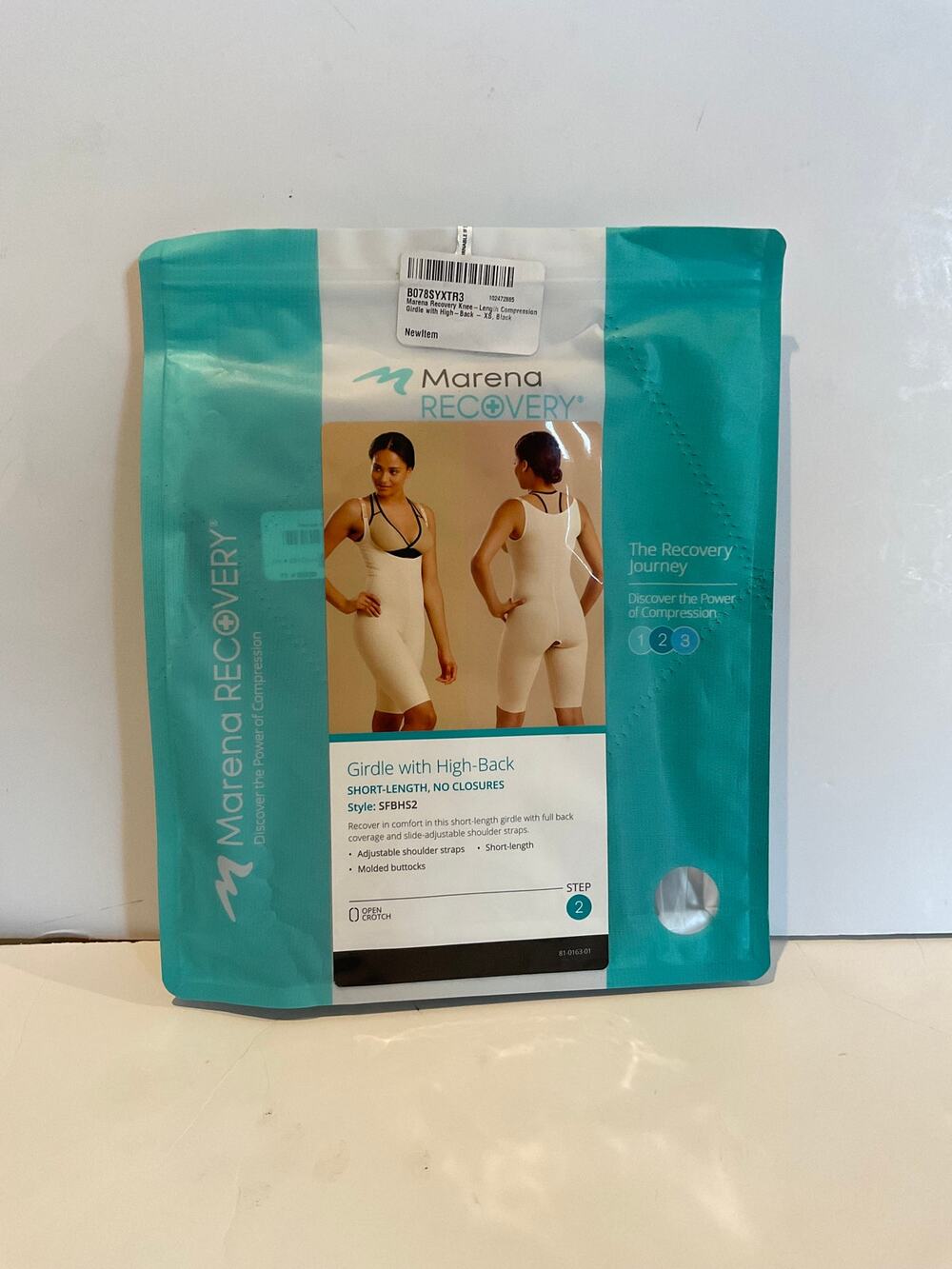 Marena Recovery Girdle with High Back Short Length No Closures SFBHS2 XS Black